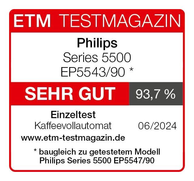 Series 5500 EP5543/90 LatteGo Kaffeevollautomat 15 bar 1,8 l 275 g  (Grau) 
