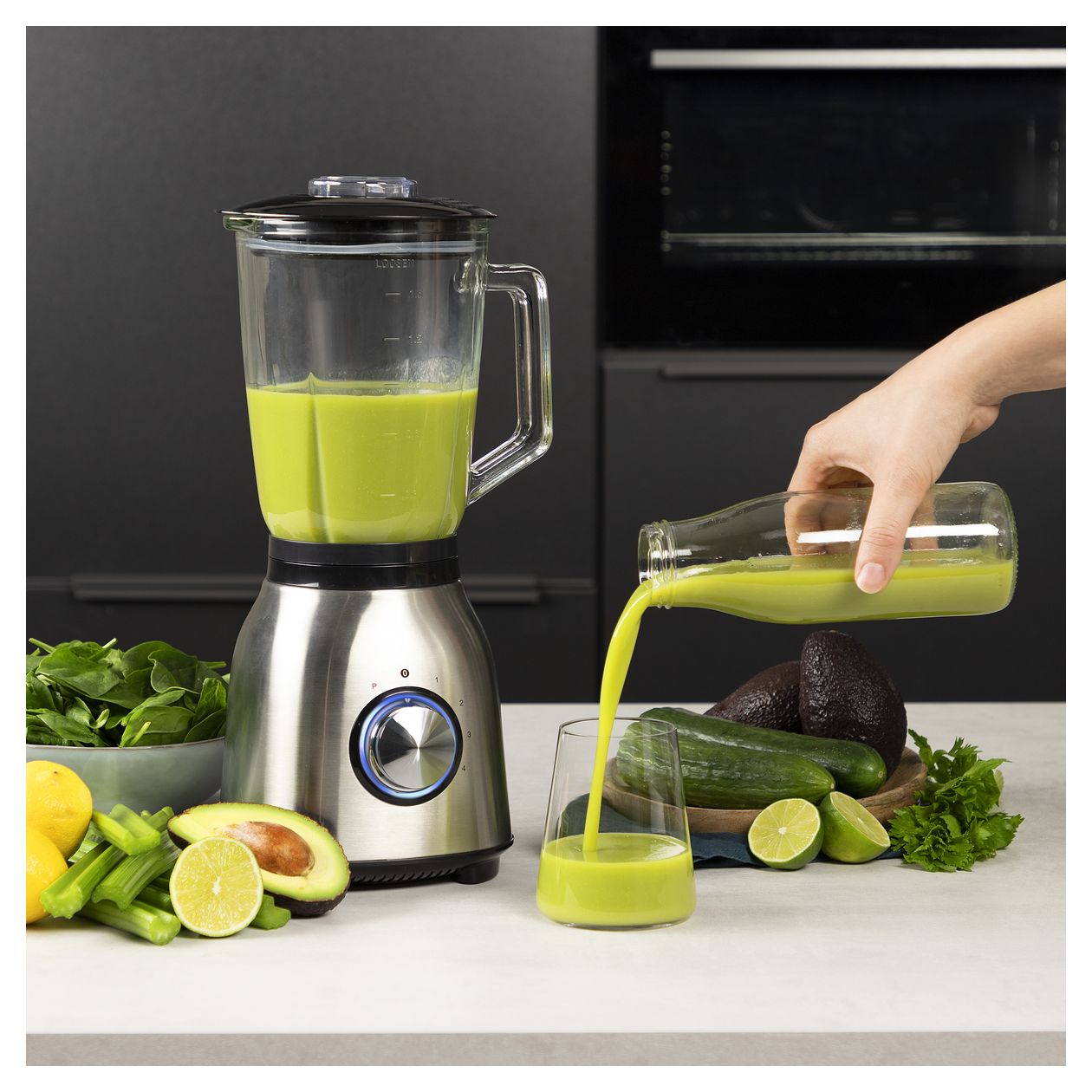 212091 1,5 l Standmixer 4 Geschwindigkeiten 1000 W  (Stahl) 