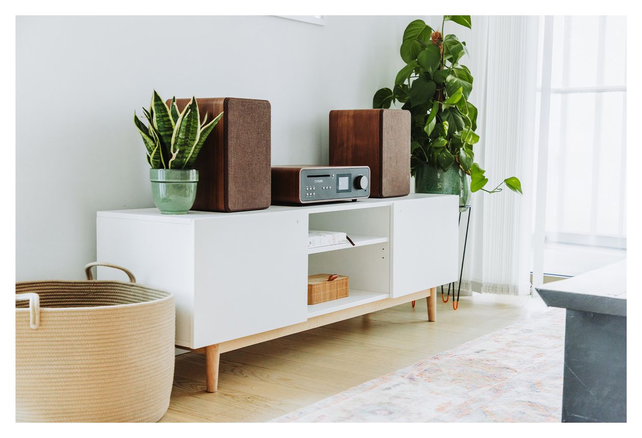 Classic Stereo Heim-Audio-Mikrosystem DAB, DAB+, FM 50 W Bluetooth  (Schwarz, Walnuss) 