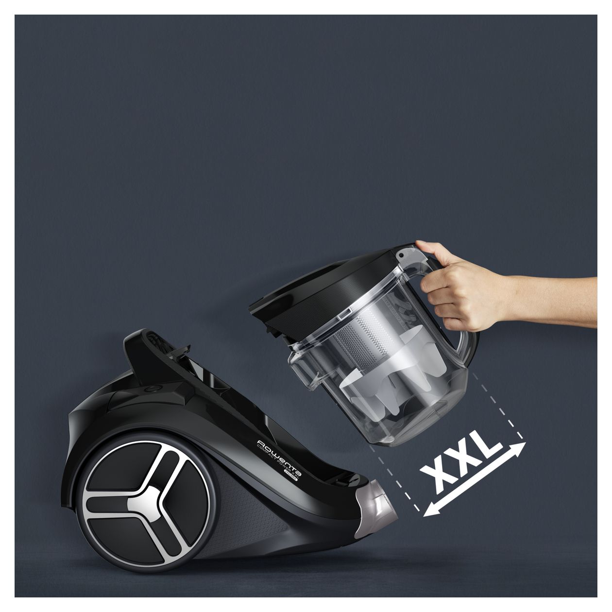RO4B30 Compact Power XXL Bodenstaubsauger Beutellos 900 W  (Schwarz, Bronze) 