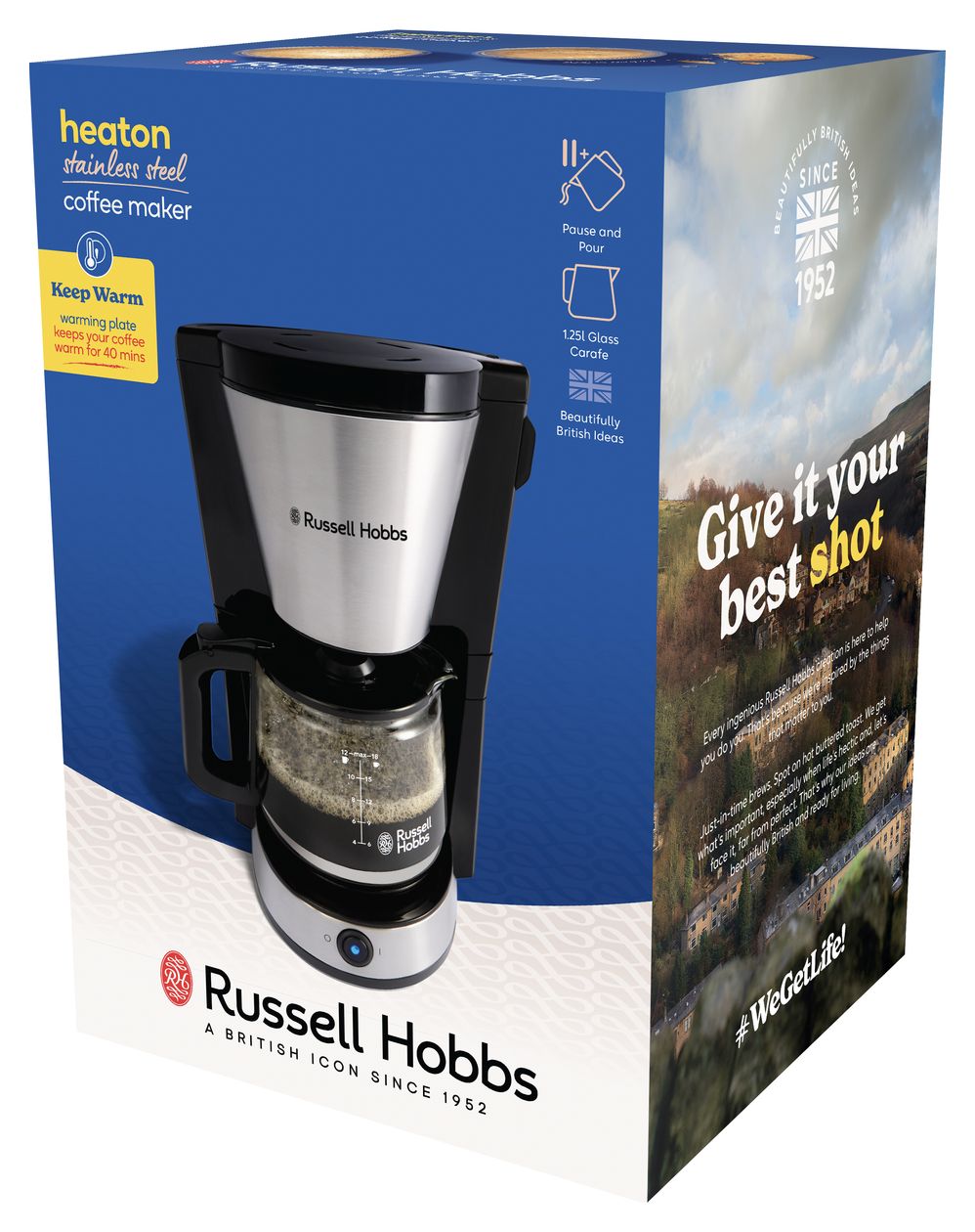 27400-56 Heaton Filterkaffeemaschine 1,2 l  (Edelstahl, Weiß) 