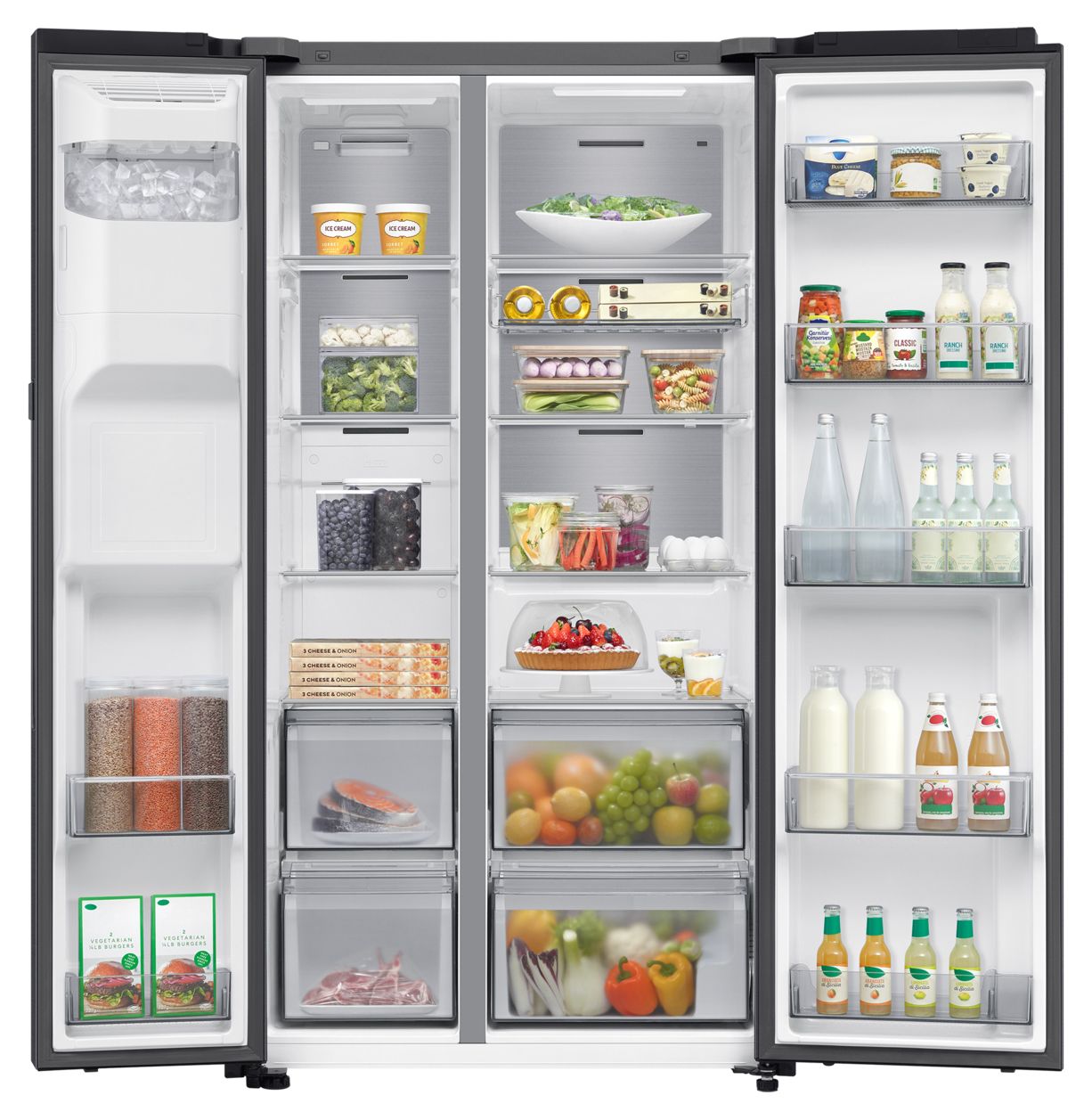 RS90F64EDF Side-by-Side Kühl-/ Gefrierkombination 420 l / 220 l 349 kWh NoFrost 1780 mm x 912 mm  (Schwarz) 