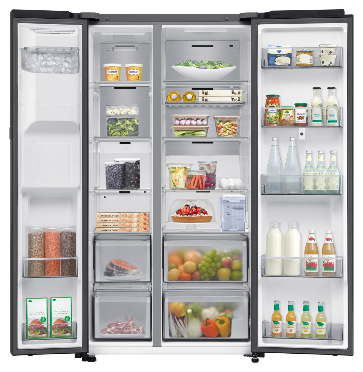 RS90F67BEF Side-by-Side Kühl-/ Gefrierkombination 389 l / 225 l 352 kWh NoFrost 1780 mm x 912 mm  (Schwarz) 