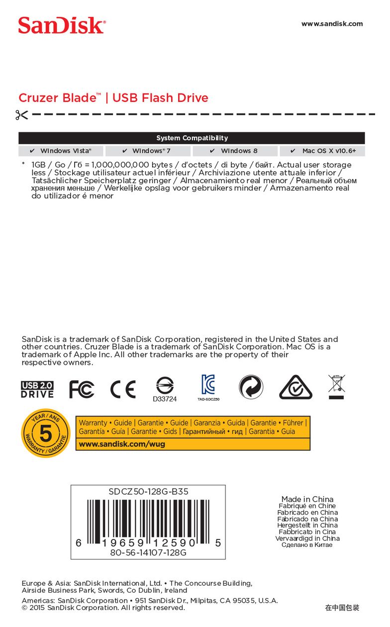 Cruzer Blade USB Typ-A Stick 128 GB  (Schwarz, Rot) 