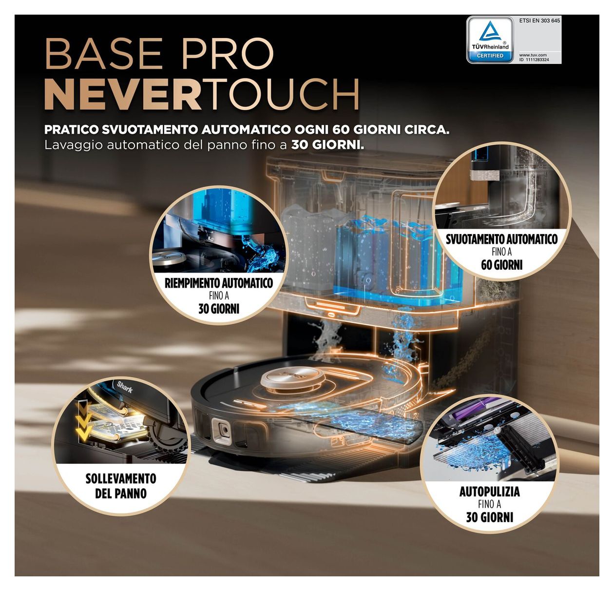 RV2800ZEEU PowerDetect NeverTouch Pro Saugroboter nass/trocken 110 min Akku  (Schwarz, Steinfarbe) 