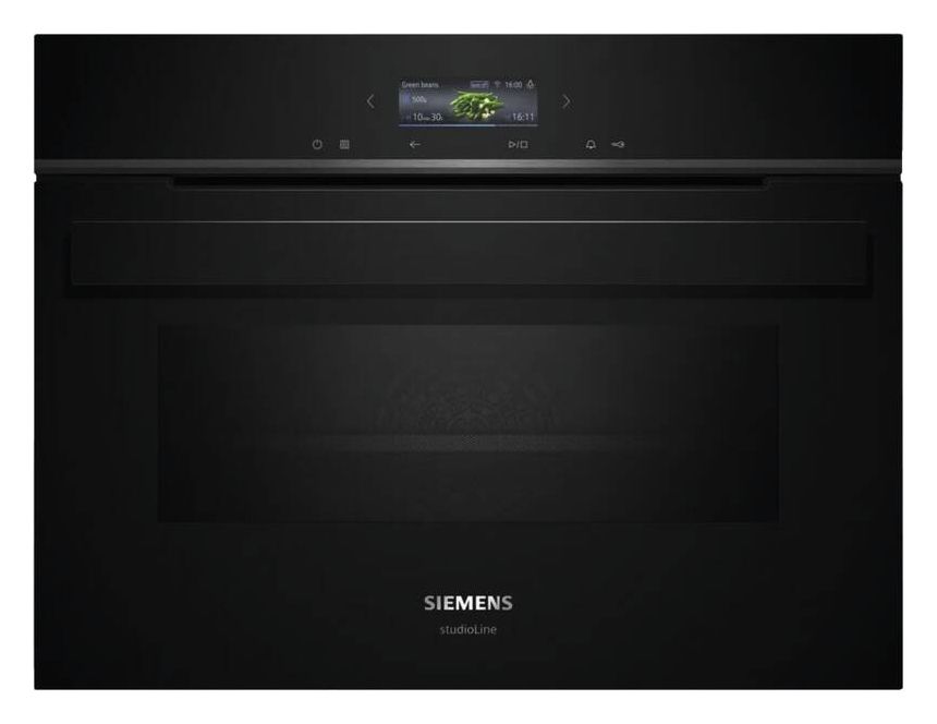 iQ700 CM924G1B1 Einbaubackofen kompakt AutoClean Mikrowelle (Schwarz/Edelstahl) 