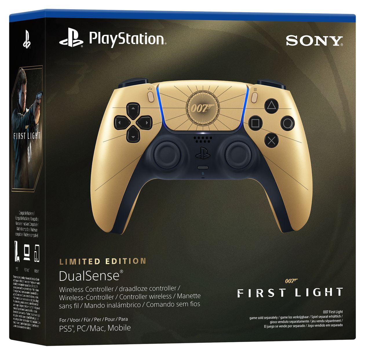 DualSense Wireless Controller - 007 First Light Limited Edition Analog / Digital Gamepad für PC/MAC/Android/iOS/PlayStation 5  (Schwarz, Gold) 