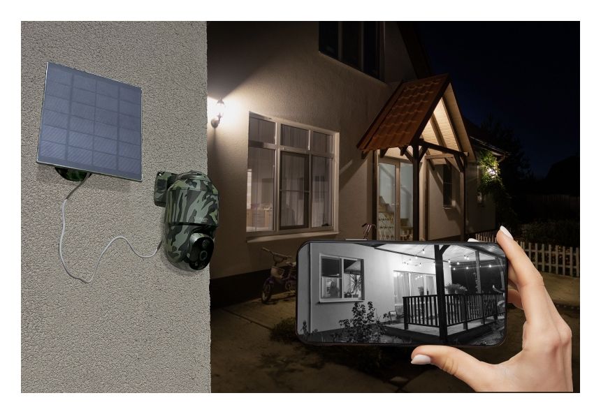 TX-290 4G PT Dome mit Solarpanel 2560 x 1440 Pixel IP-Sicherheitskamera IP65 4G Außen Nachtsicht  (Schwarz, Grün) 