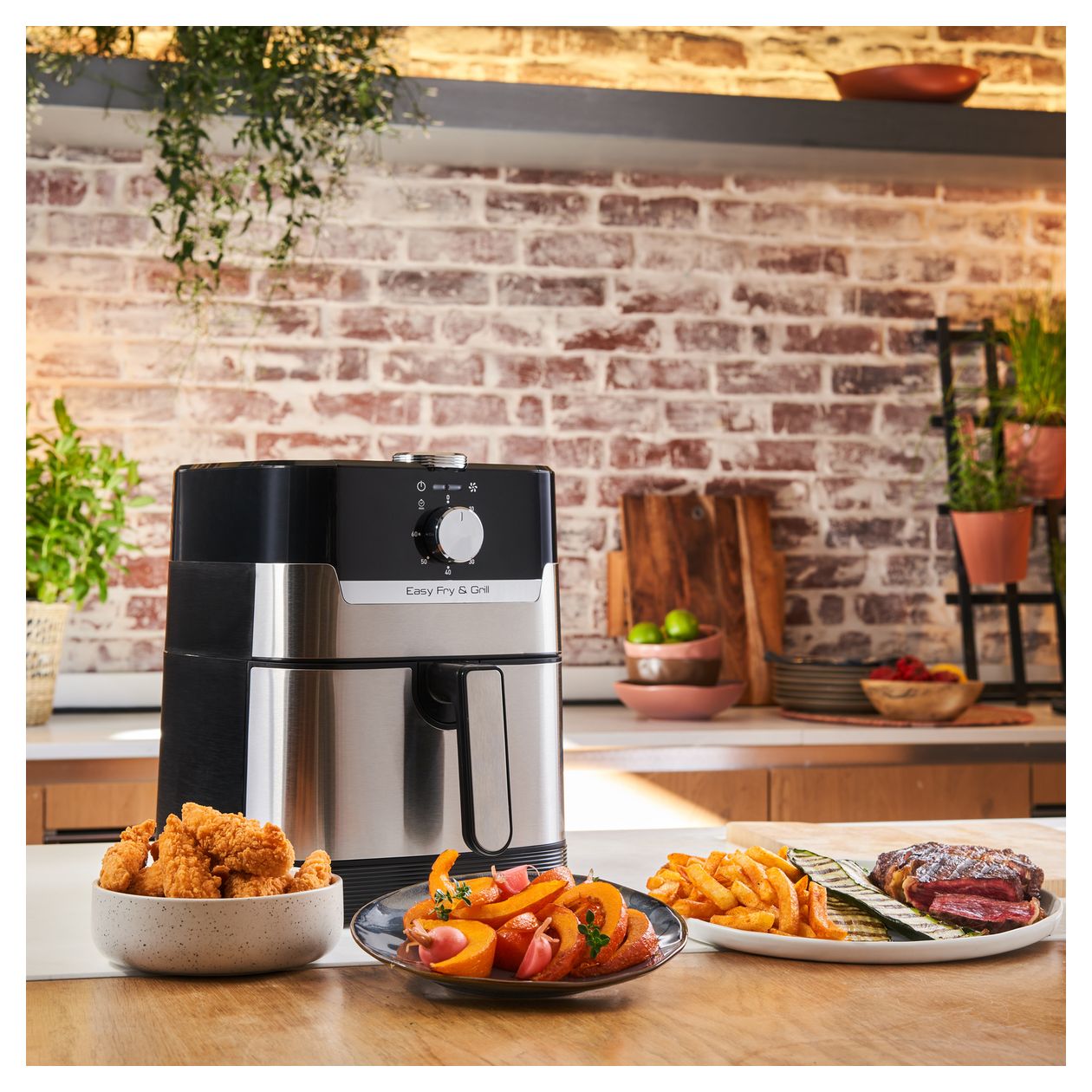 EY501D Easy Fry & Grill Classic Heißluftfritteuse 4,2 l 1550 W  (Edelstahl) 