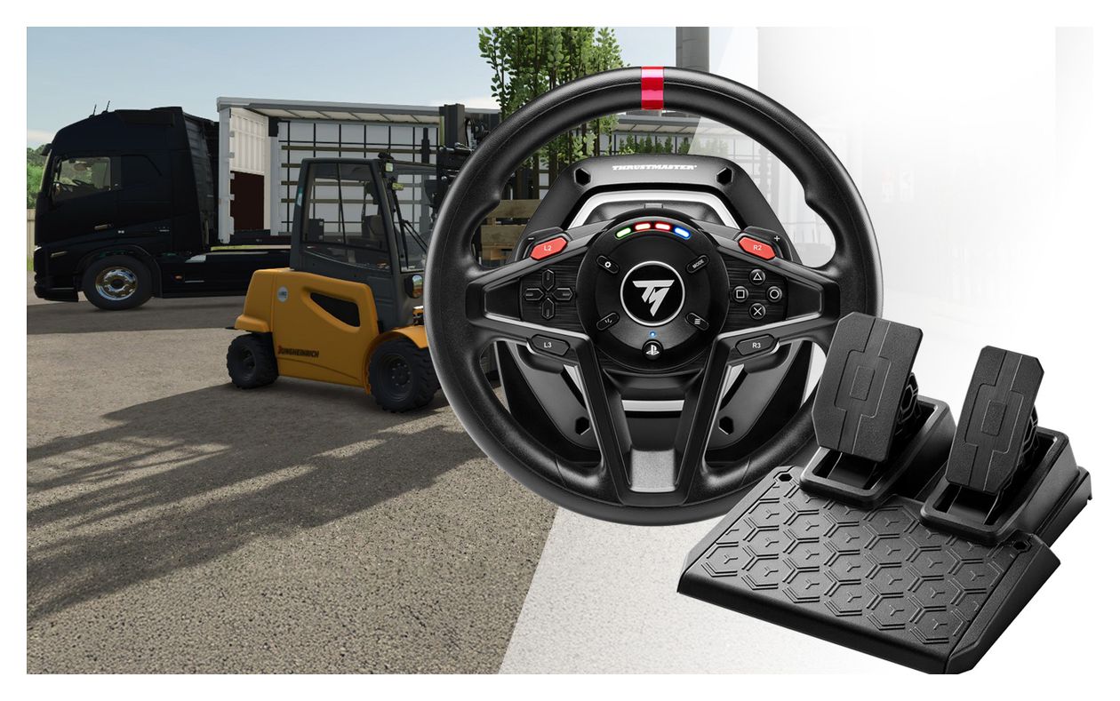 T128 SimTask Farming Pack Lenkrad + Pedale + Schalthebel für PC, PlayStation PS4, PlayStation PS5  (Schwarz) 