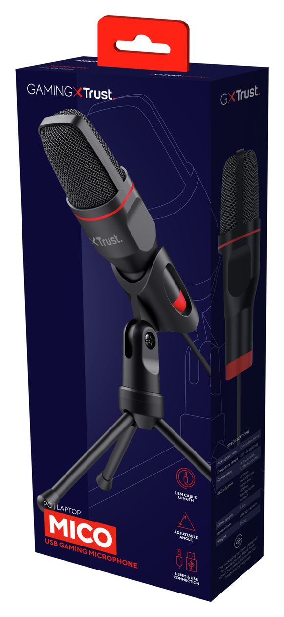 GXT212 Kabelgebunden PC-Mikrofon USB / 3,5 mm  (Schwarz, Rot) 