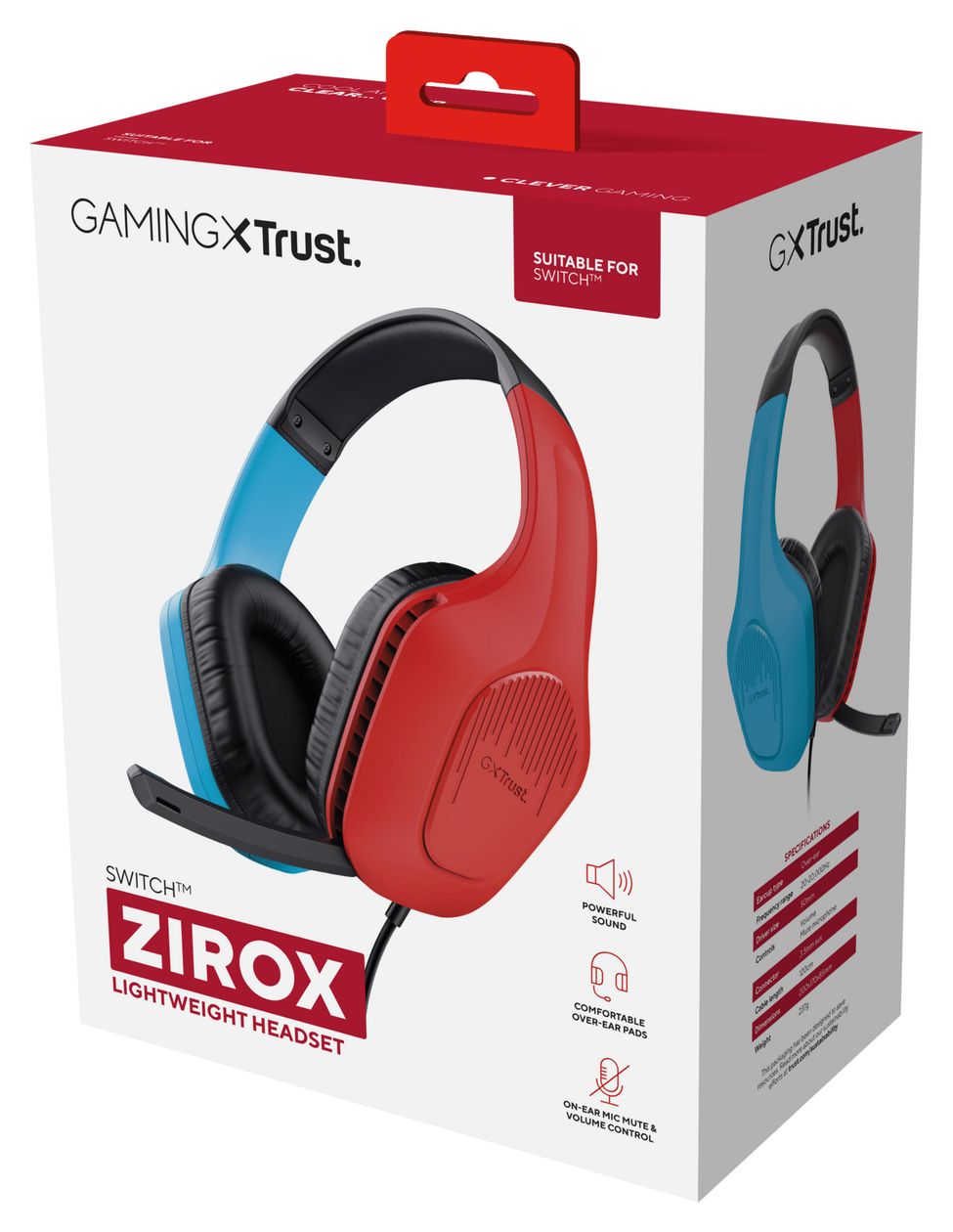 GXT416 Zirox Over Ear Kopfhörer Kabelgebunden  (Schwarz, Cyan, Rot) 