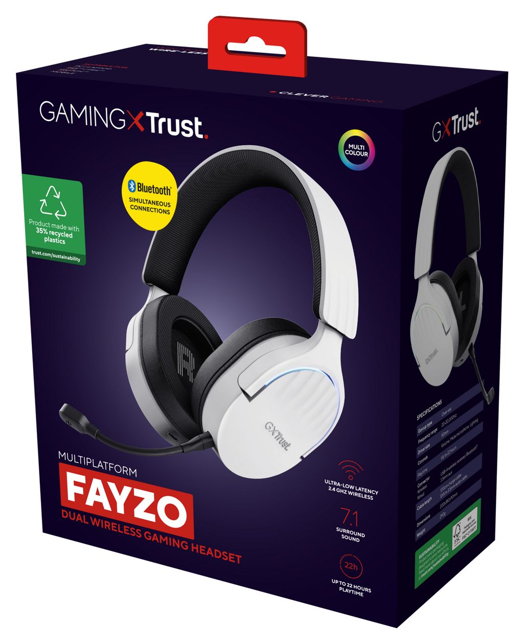 GXT491 Fayzo Bluetooth Kopfhörer kabelgebunden&kabellos 22 h Laufzeit USB Typ-C  (Schwarz, Weiß) 