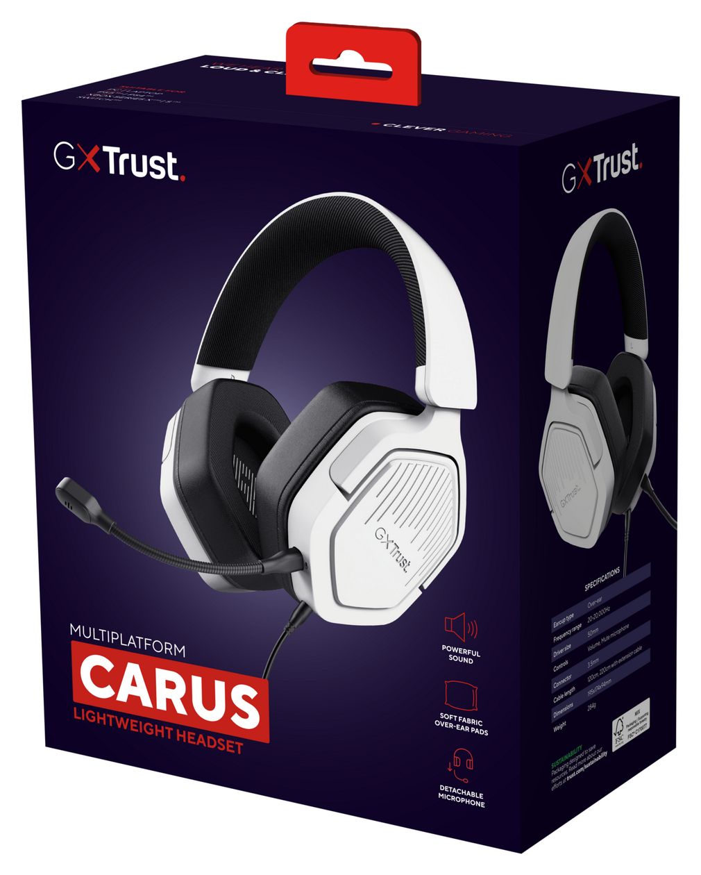 GXT492 Carus Over Ear Kopfhörer Kabelgebunden  (Weiß) 