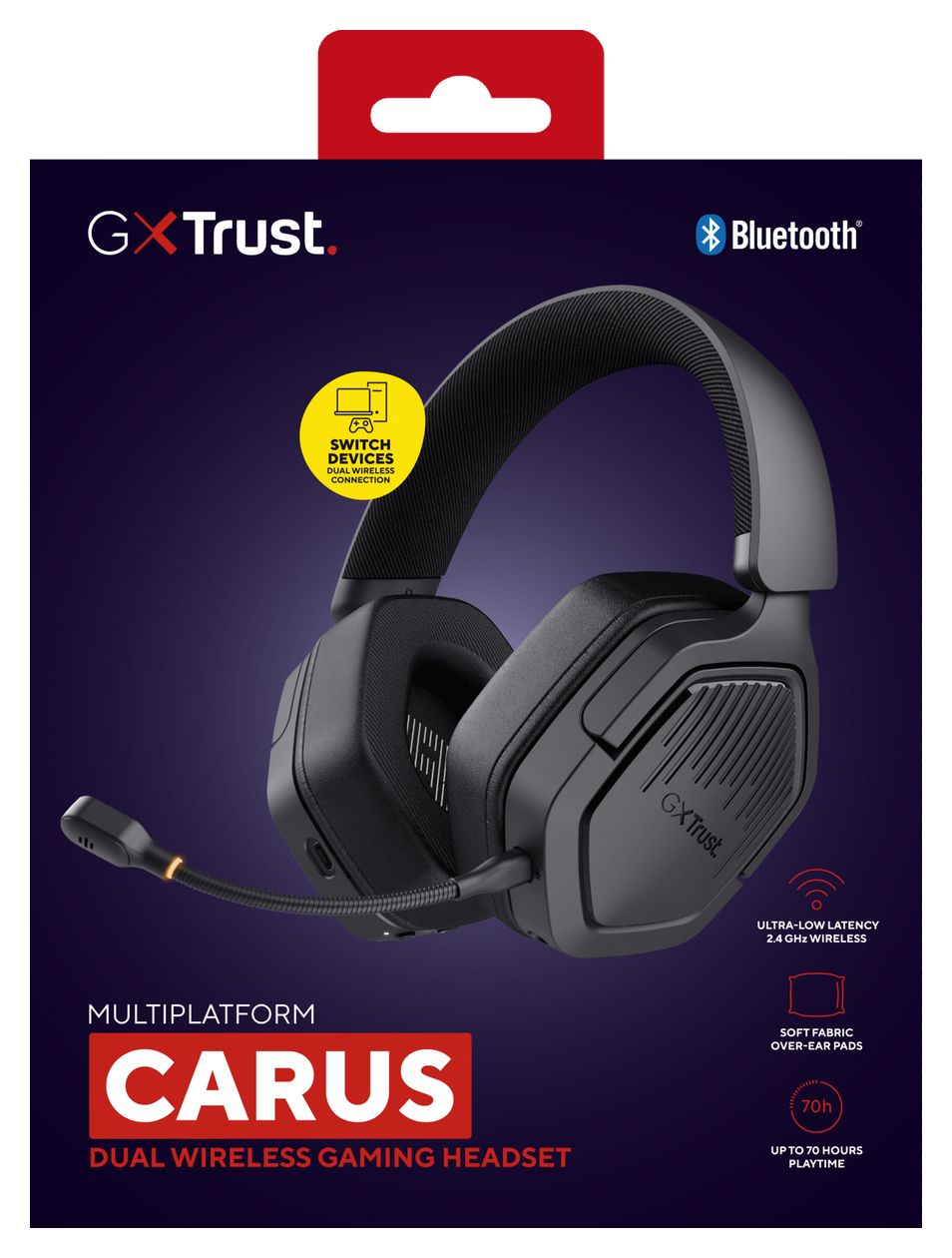 GXT493 Carus Over Ear Bluetooth Kopfhörer kabelgebunden&kabellos 20 h Laufzeit USB Type-C / USB Type-A  (Schwarz) 