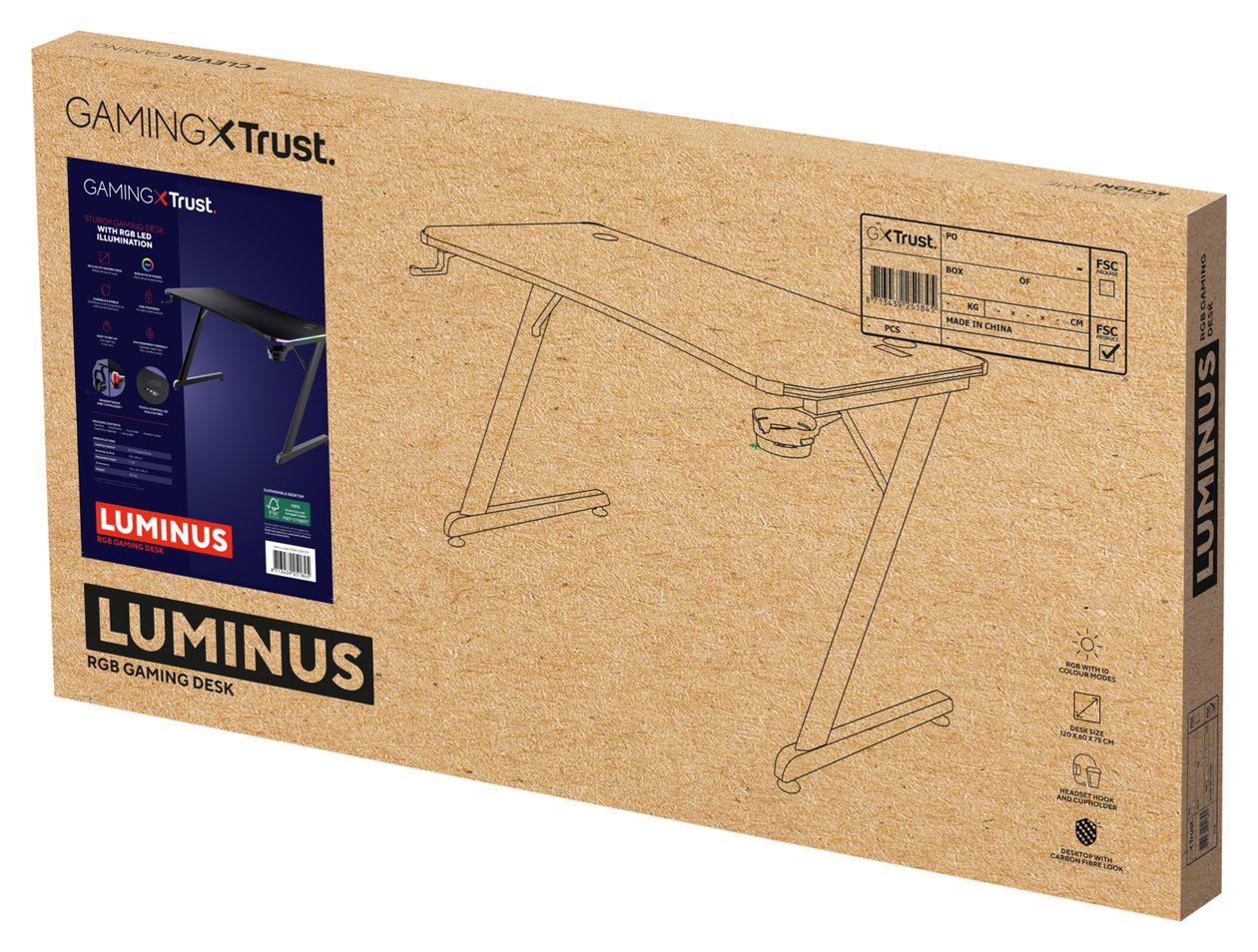 GXT709 Luminus RGB Gamingtisch bis 150 kg  (Schwarz) 