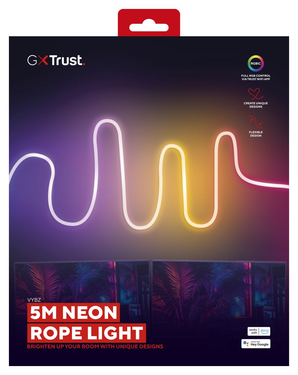 GXT904 Vybz Neon Rope Light Wandstreifenleuchte 5000 mm Multi AC 