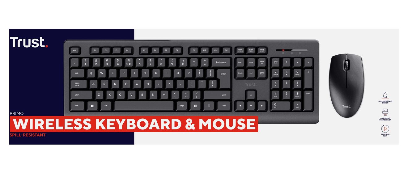 Primo Büro Tastatur RF Wireless  (Schwarz) 