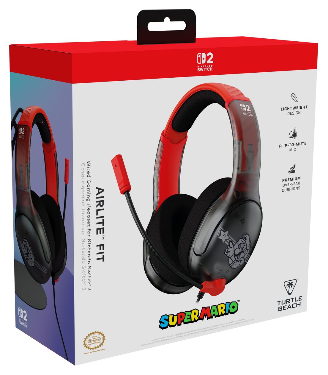 Airlite Fit Kabelgebundenes Gaming-Headset – Offiziell für Nintendo Switch 1 und 2 lizenziert, robust, leicht, Mario Star 
