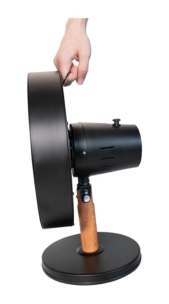 Black Steel Ventilator Tisch neigbar  (Schwarz, Holz) 