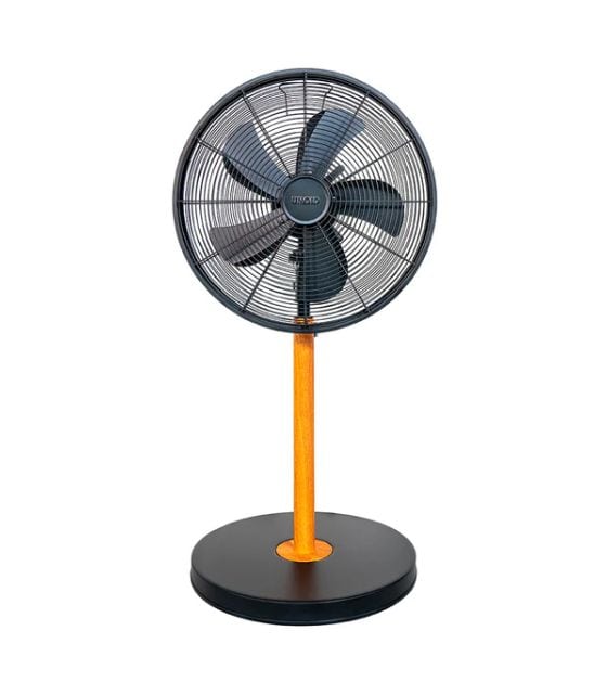 Black Steel Ventilator Stand neigbar  (Schwarz, Holz) 