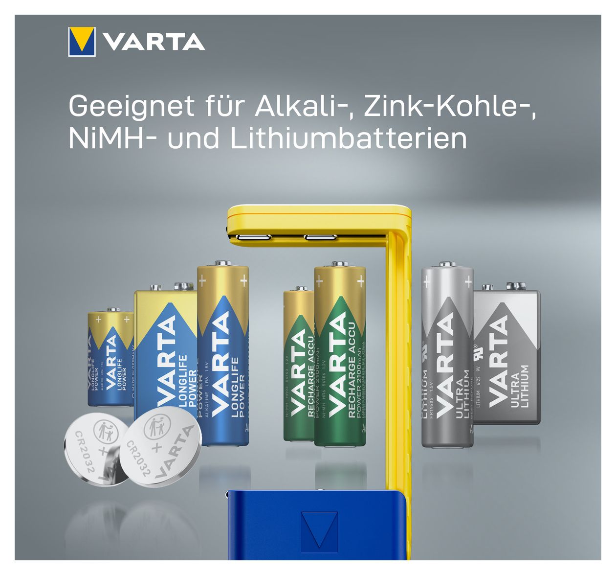 Batterietester LCD Digital für Batterien, Akkus und Knopfzellen, Testgerät für alle wichtigen Batteriegrößen (AA, AAA, C, D, 9V) inkl. 2x V13GA (LR44) 