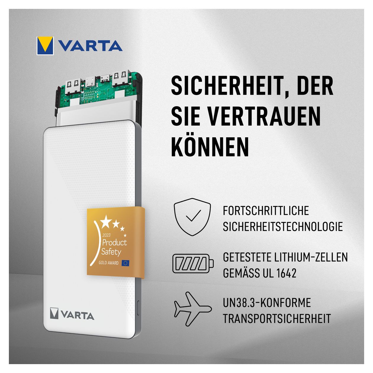 Energy 10000 mAh Powerbank USB Typ-C  (Schwarz, Weiß) 