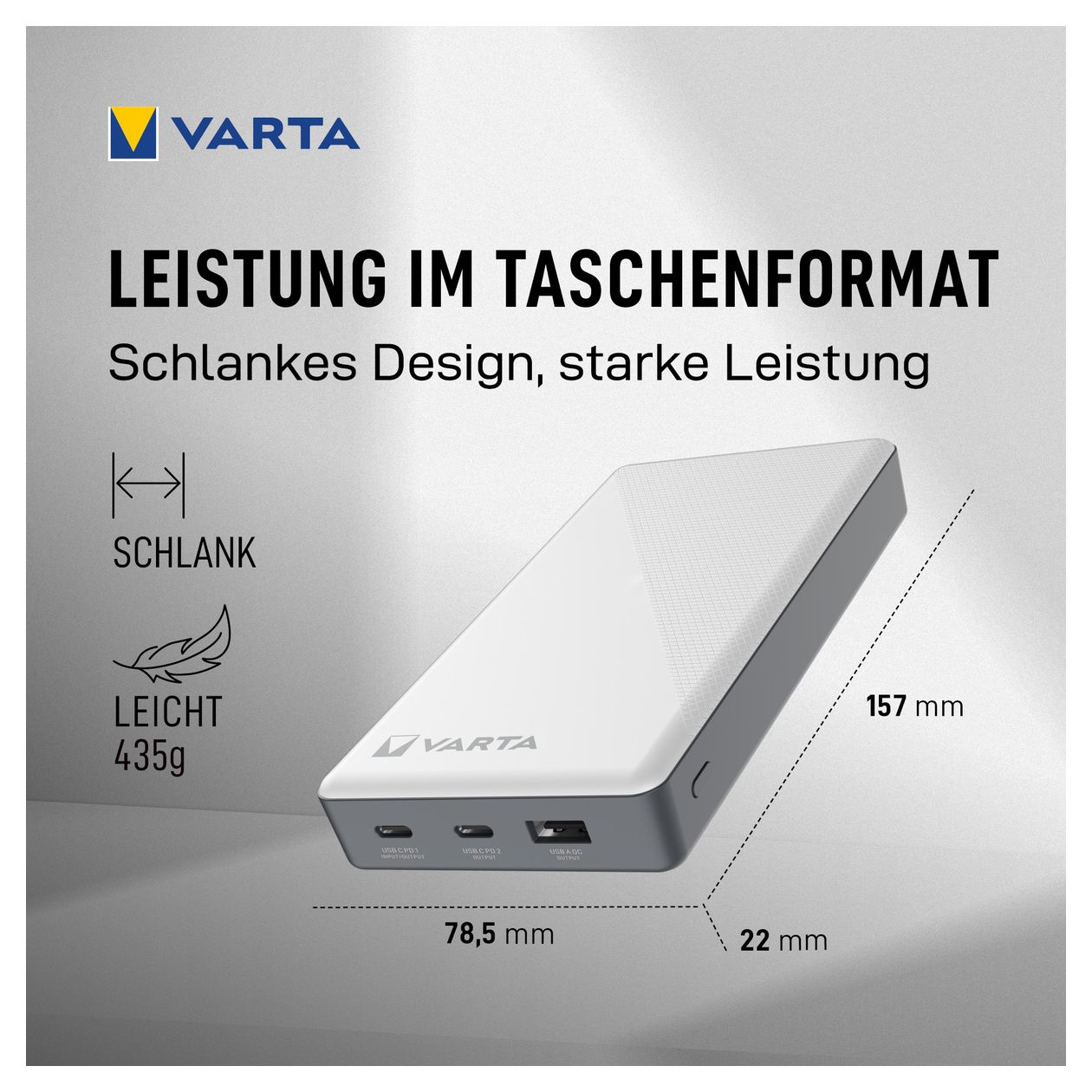 Energy 20000 mAh Powerbank USB Typ-C  (Schwarz/Weiß) 
