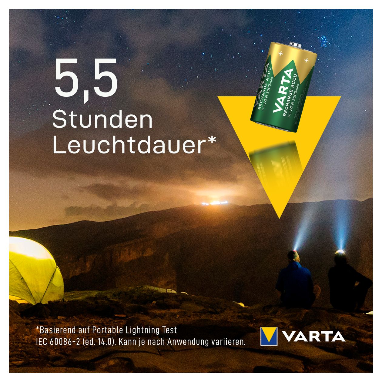 Recharge Accu Power D 3000 mAh 2er-Pack (vorgeladener NiMH-Akku, Micro, wiederaufladbarer Akku, gebrauchsfertig) 