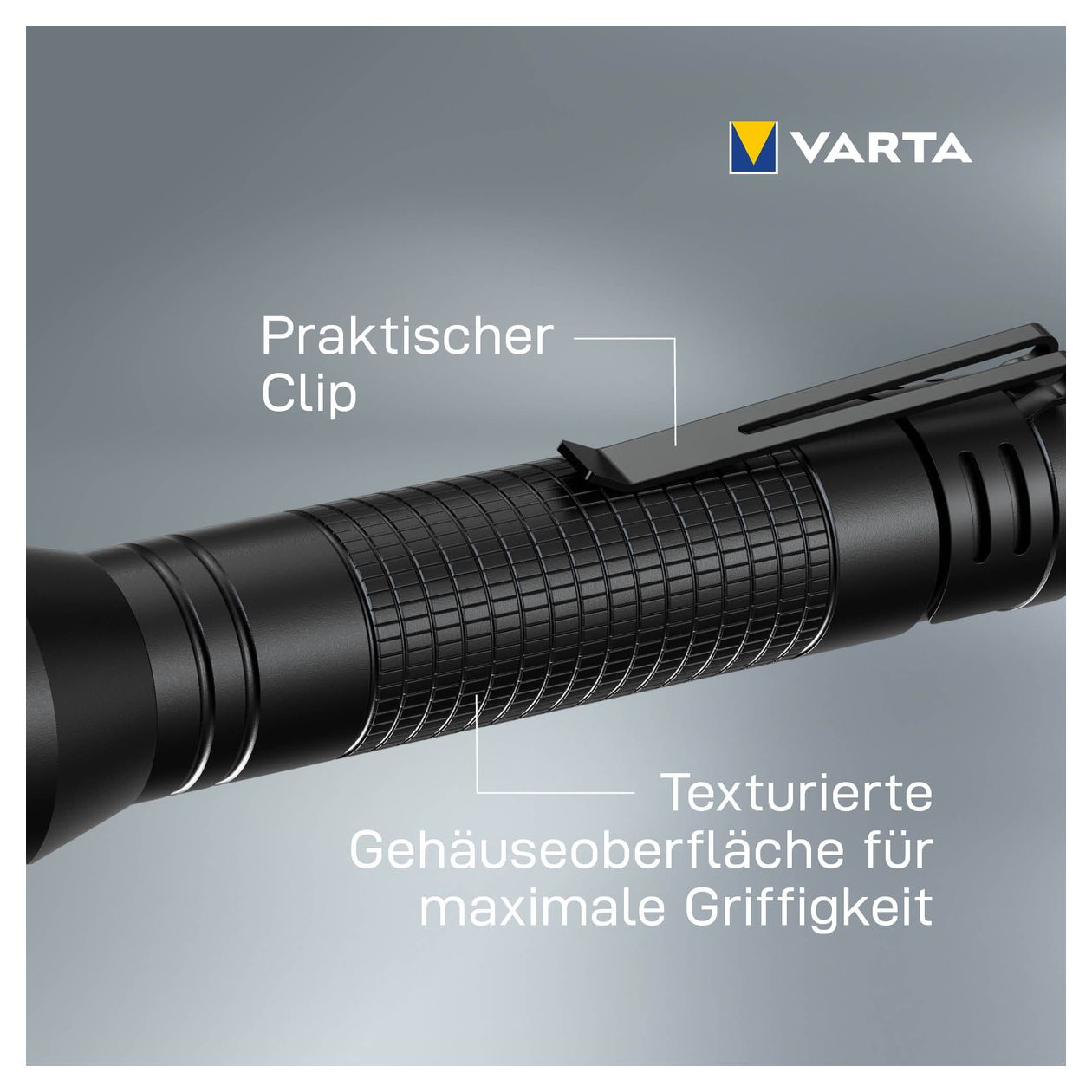 Taschenlampe LED inkl. 2x AA Batterien, Aluminium Light F20 Pro Leuchte, Lampe mit drei Leuchtmodi, Taschenleuchte mit Aluminiumgehäuse, texturiertem Griff, stoßfest 