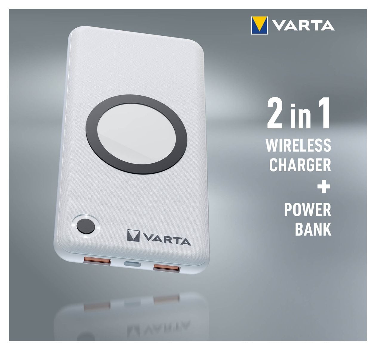 Wireless 10000 mAh Powerbank USB Typ-C Kabelloses Laden  (Weiß) 
