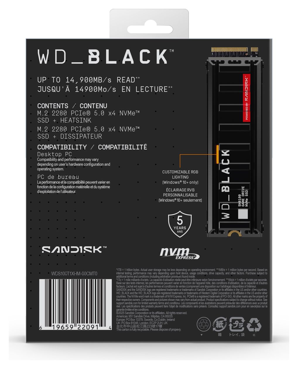 Black SN8100 1 TB SSD PCI Express 5.0 M.2 