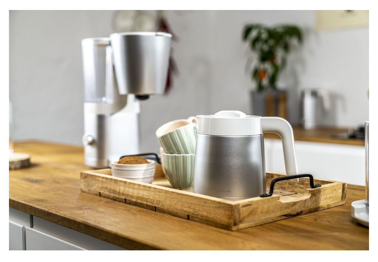 Enfinigy 12 Tassen Thermo Filterkaffeemaschine 1,5 l  (Stahl, Weiß) 
