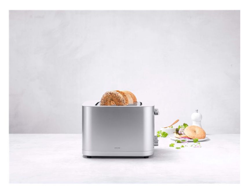 Enfinigy kurz Toaster 1000 W 2 Scheibe(n)  (Satinierter Stahl) 