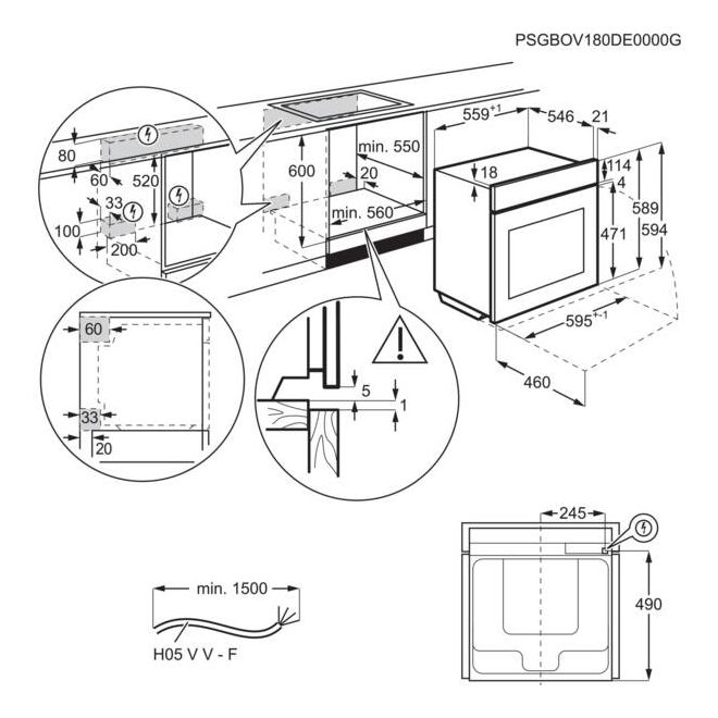 FHHS25M63 (OU5PE40AM + TX64IC00XB + TR1LFV) Herdset groß AutoClean mit 60 cm Induktions Kochfeld 