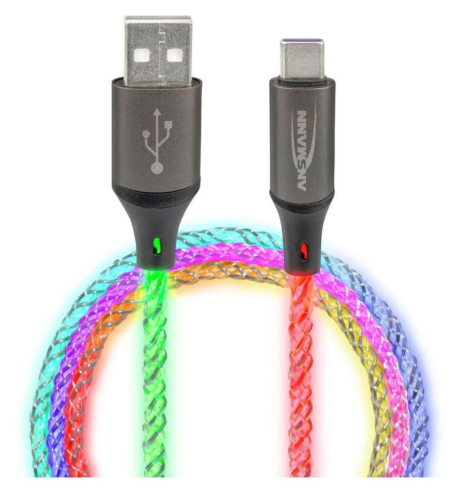 1700-0158 0,48 Gbit/s Stecker Rundkabel USB A auf USB C bis 60 W 1 m  (Mehrfarbig) 