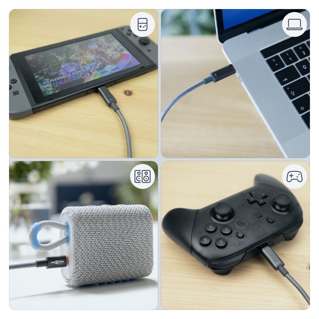 1700-0177 0,48 Gbit/s Rundkabel USB C auf USB C Männlich bis 140 W 0,6 m  (Anthrazit) 