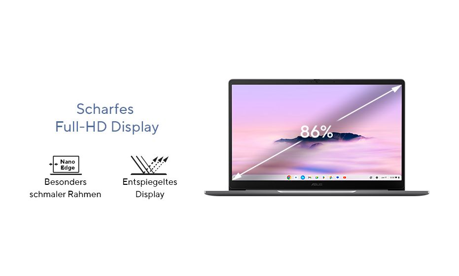 Chromebook CX1405CTA-MW0355 Full HD Notebook 35,6 cm (14 Zoll) 1920 x 1080 Pixel 128 GB eMMC ChromeOS Intel Core 3 max. 3,9 GHz  (Grau) 