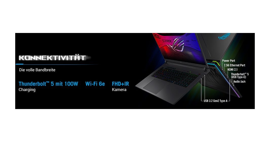 ROG Strix G815LR-TT300W WQXGA Notebook 45,7 cm (18 Zoll) 2560 x 1600 Pixel 1 TB SSD Windows 11 Home Intel Core Ultra 9 max. 5,5 GHz  (Grau) 