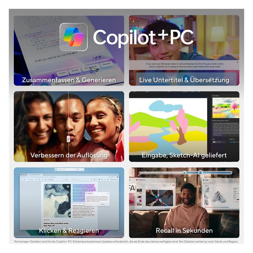 Zenbook A14 UX3407NA-QD140W WUXGA Notebook 35,6 cm (14 Zoll) 1920 x 1200 Pixel 32 GB Ram 1 TB SSD Windows 11 Home Qualcomm Snapdragon max. 4 GHz intern  (Grau) 