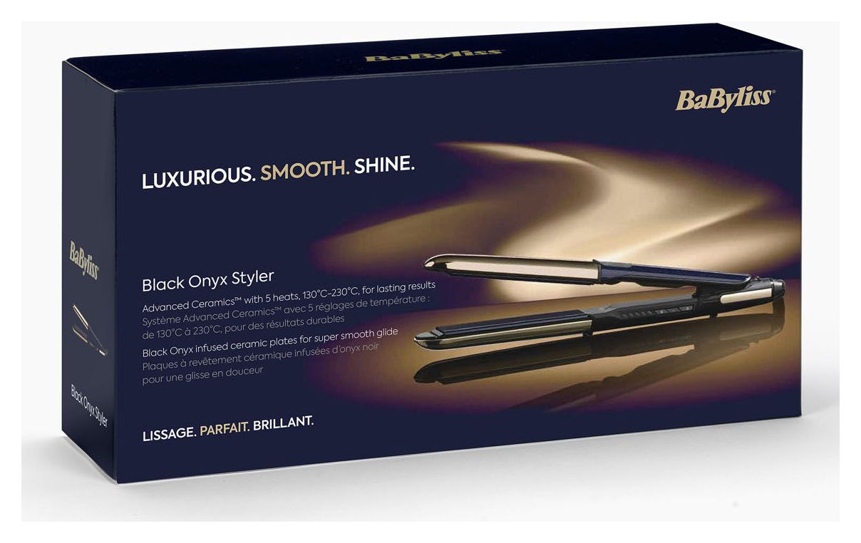ST484E Black Onyx Haarglätter  (Schwarz, Gold) 