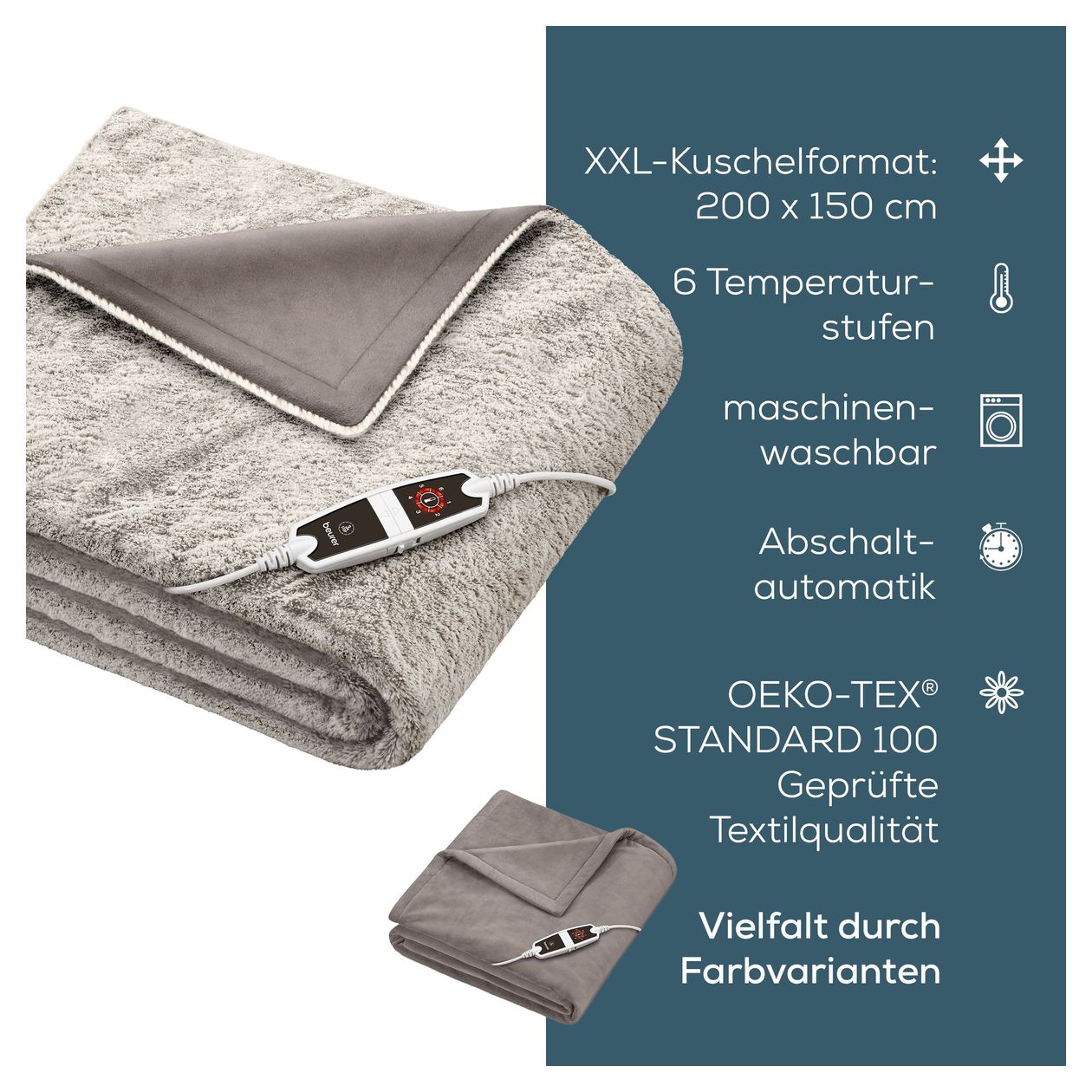 HD150 XXL Heizdecke 150 W  (Graubraun) 