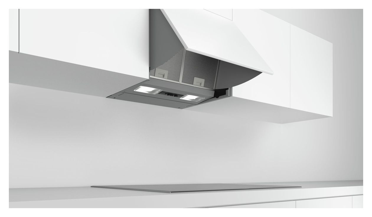 Serie 2 DEM63AC00 Zwischenbauhaube Abluft/Umluft Dunstabzugshaube/Esse Einbau 60 cm (Silber) 