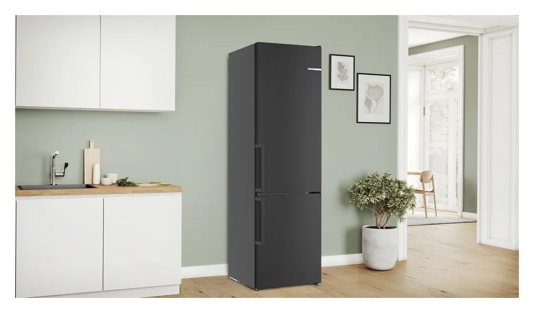 Serie 4 KGN39VXAU 260 l / 103 l Kühl-Gefrierkombi freistehend NoFrost 112 kWh Jahr  (Schwarz) 