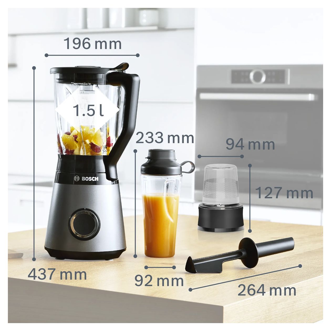Serie 4 MMB6177S VitaPower 1,5 l Standmixer 2 Geschwindigkeiten 1200 W  (Schwarz, Silber) 