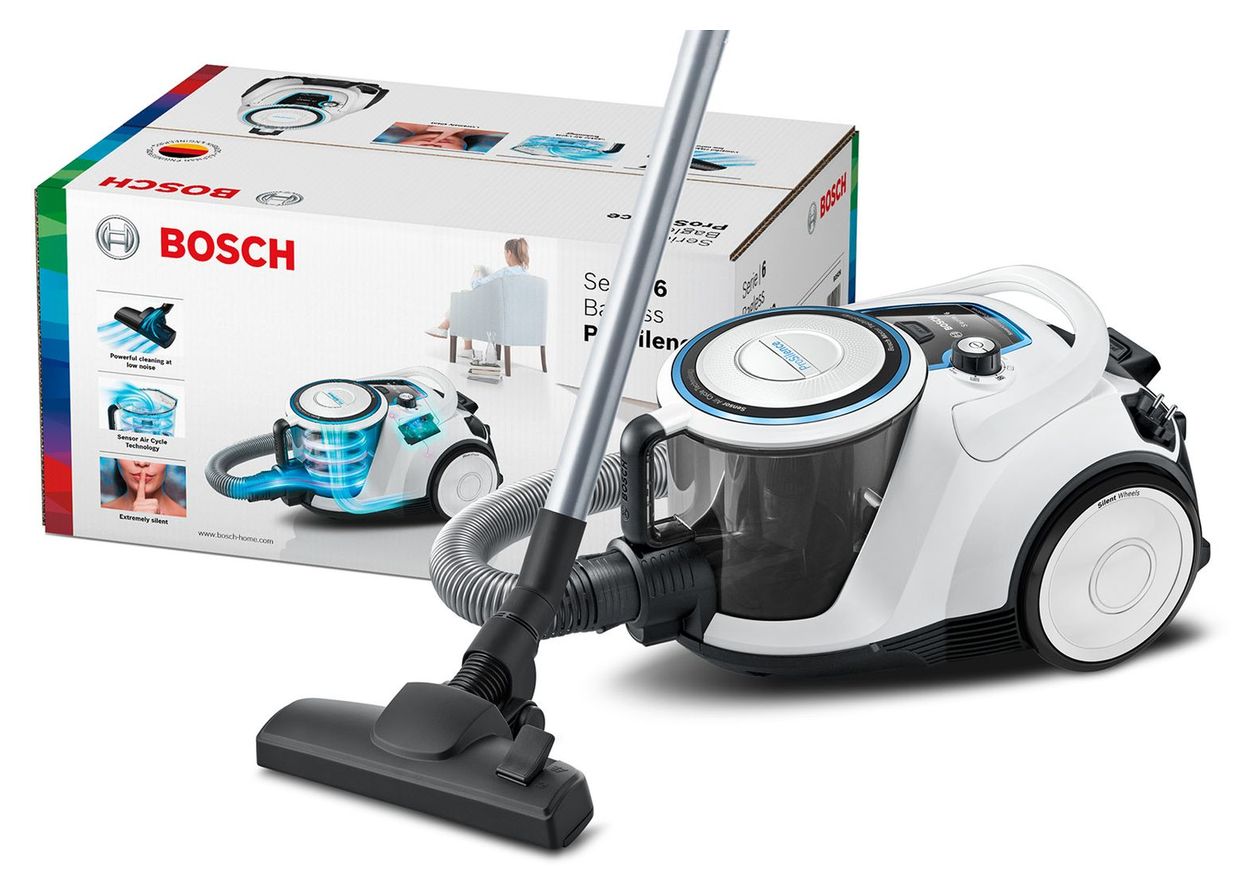 Serie 6 BGC41LSIL Bodenstaubsauger Beutellos 600 W HEPA  (Schwarz, Weiß) 