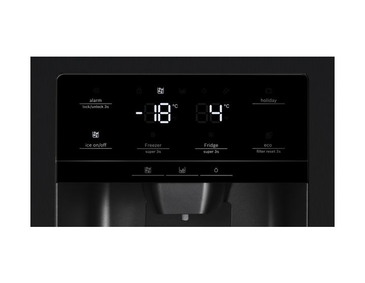 Serie 6 KAD93ABEP Side-by-Side Kühl-/ Gefrierkombination 371 l / 191 l 323 kWh NoFrost 1787 mm x 908 mm  (Schwarz) 