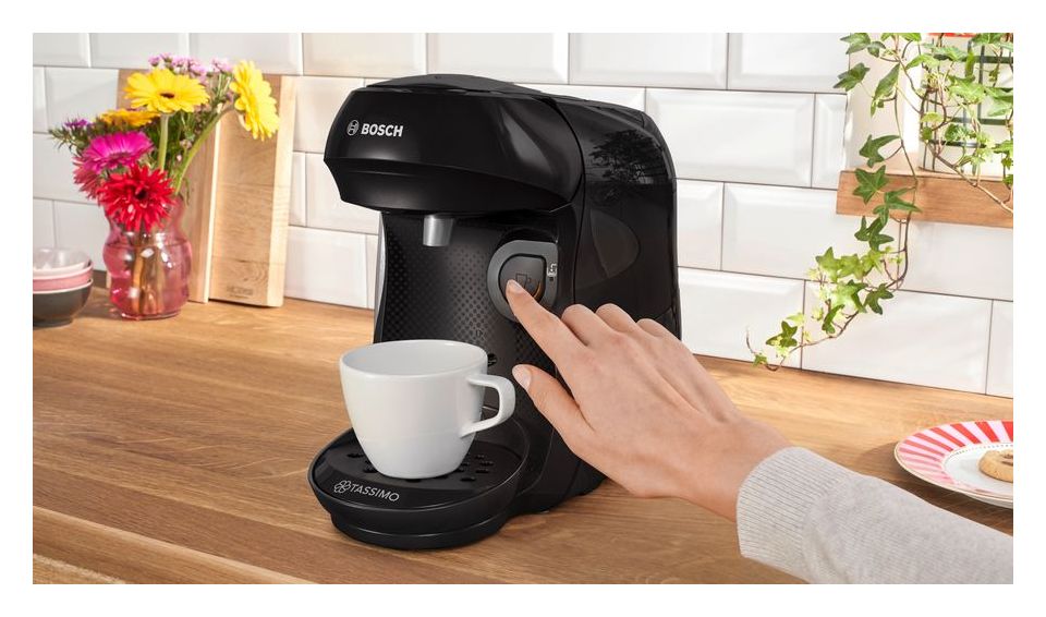 TAS102E Tassimo Happy friendly Kaffeekapsel Maschine  (Schwarz) 