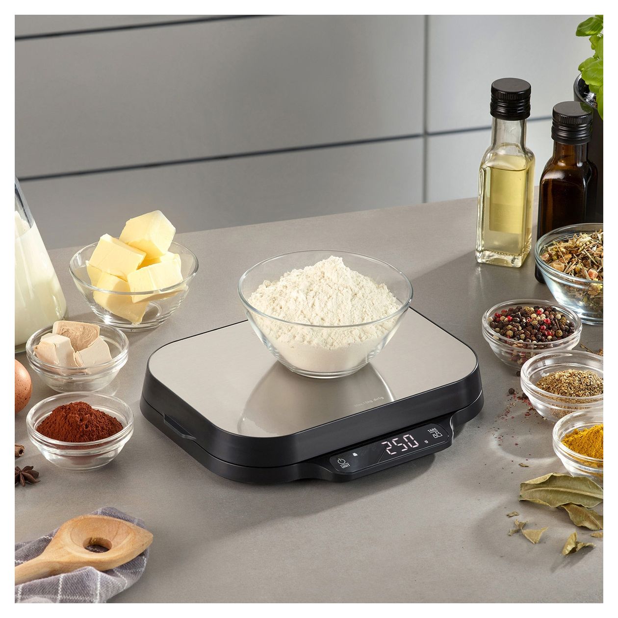 Kitchen Duo Elektronische Küchenwaage bis 15 kg Genauigkeit 0,1 g  (Schwarz, Edelstahl) 