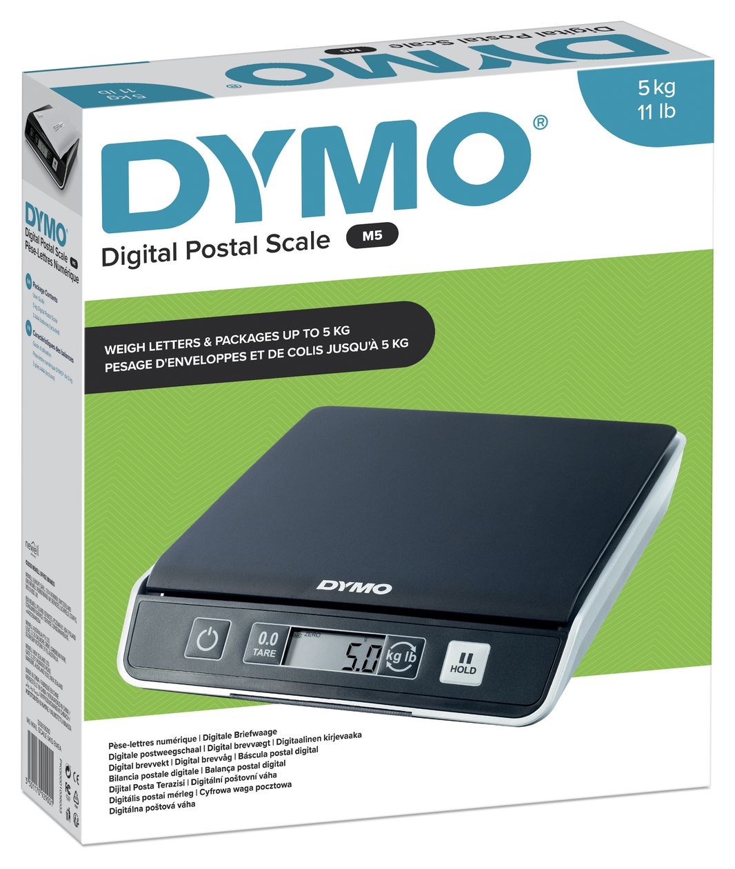 DYMO M5 Paketwaage | bis zu 5 kg | USB Briefwaage mit LCD-Bildschirm | 20 cm x 20 cm 